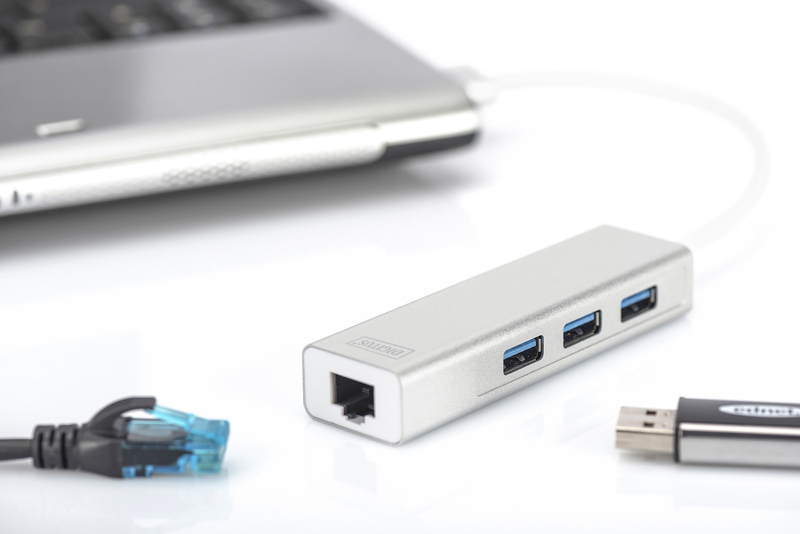 Manhattan USB 3 Port Hub & Lan Adapter