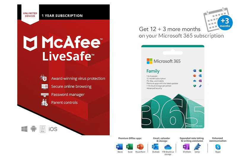 McAfee LiveSafe Internet Security | Microsoft 365 Family | Bundle