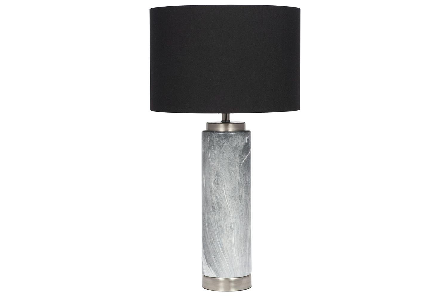 Ezri Tall Table Lamp | Grey With Silver Trim