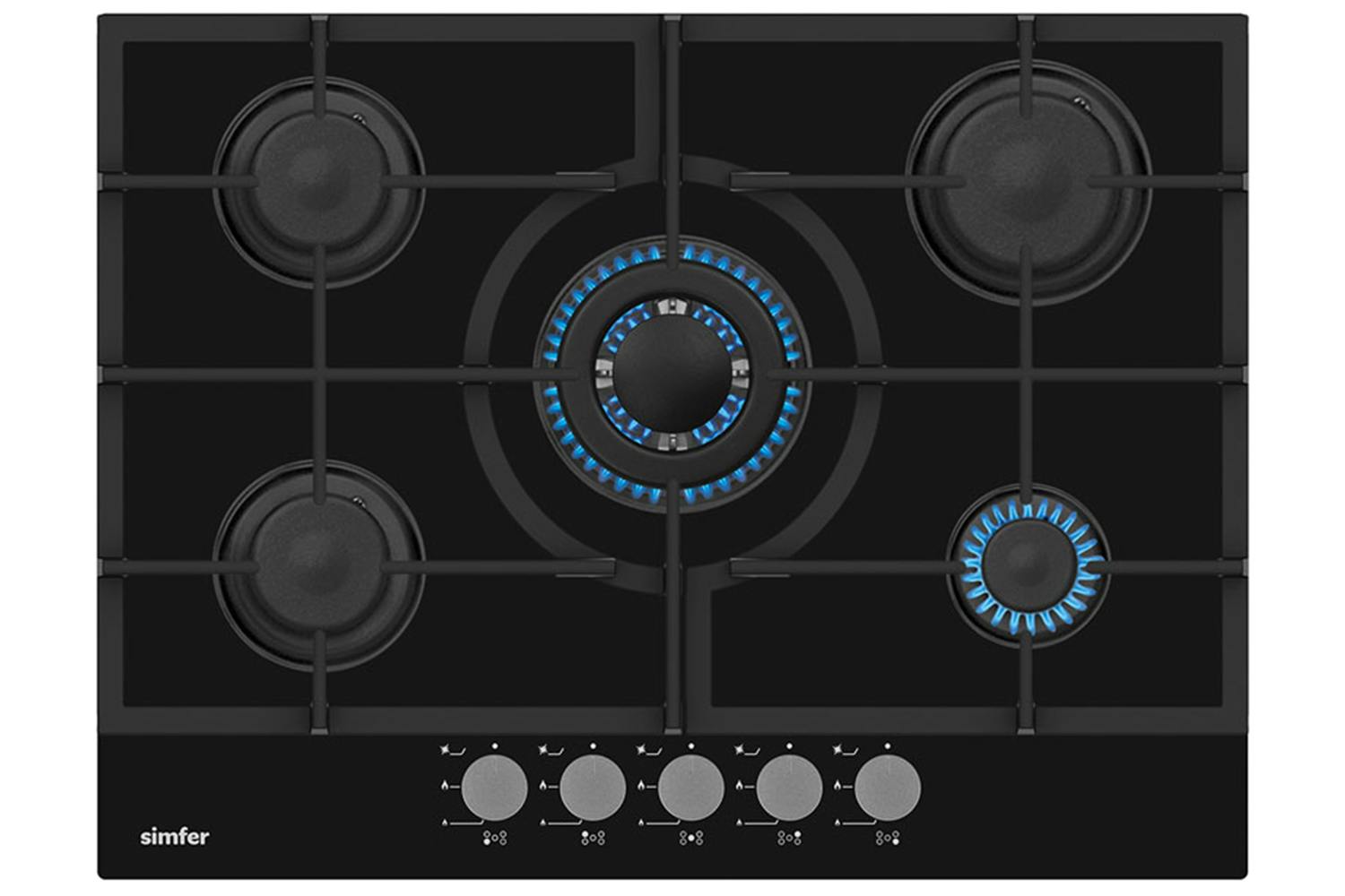 Simfer 70cm Built-in Gas on Glass Hob | SIMH7G.W5044.HB