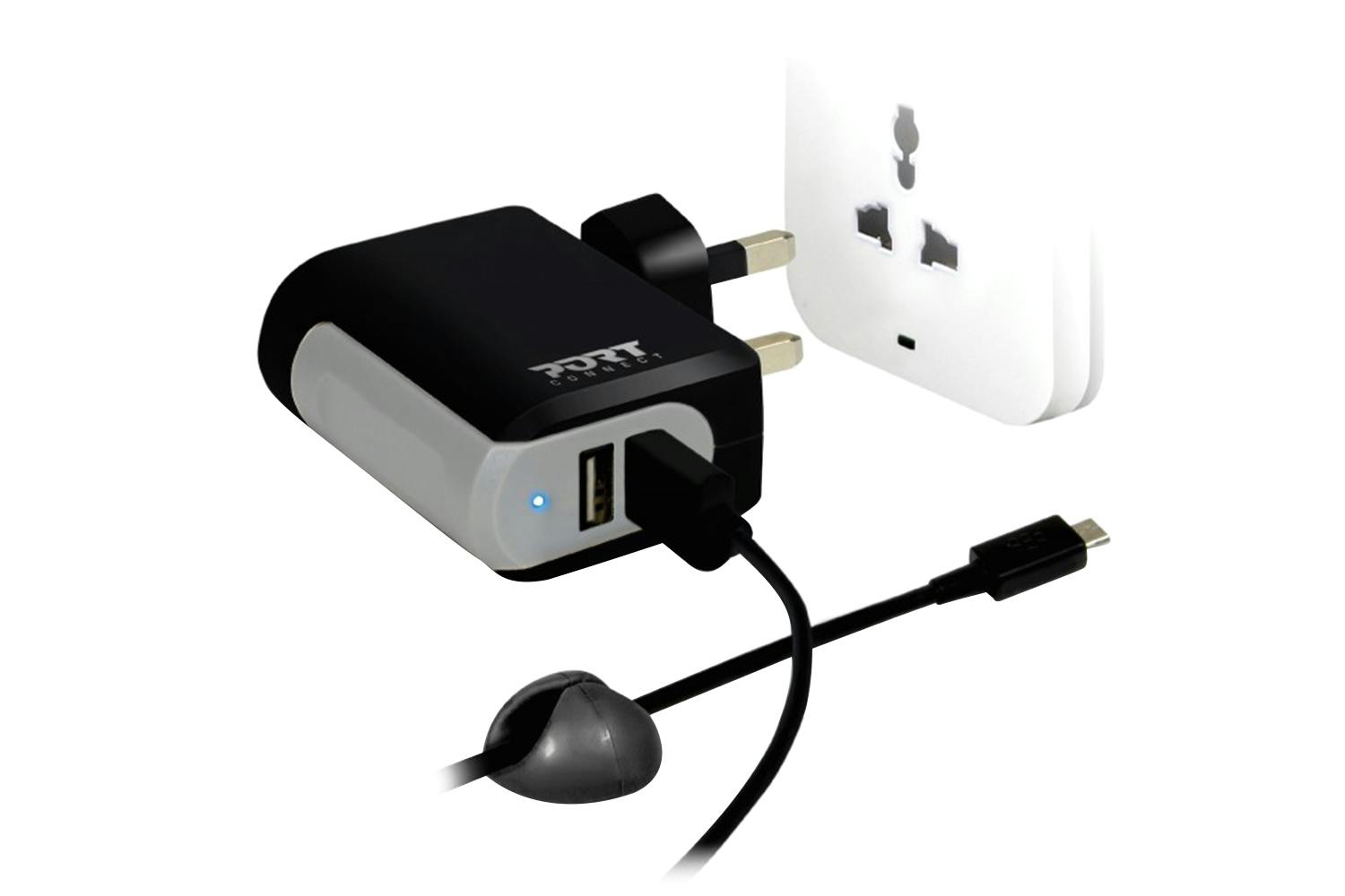 Port Designs 2 USB Wall Charger + Cable Micro USB