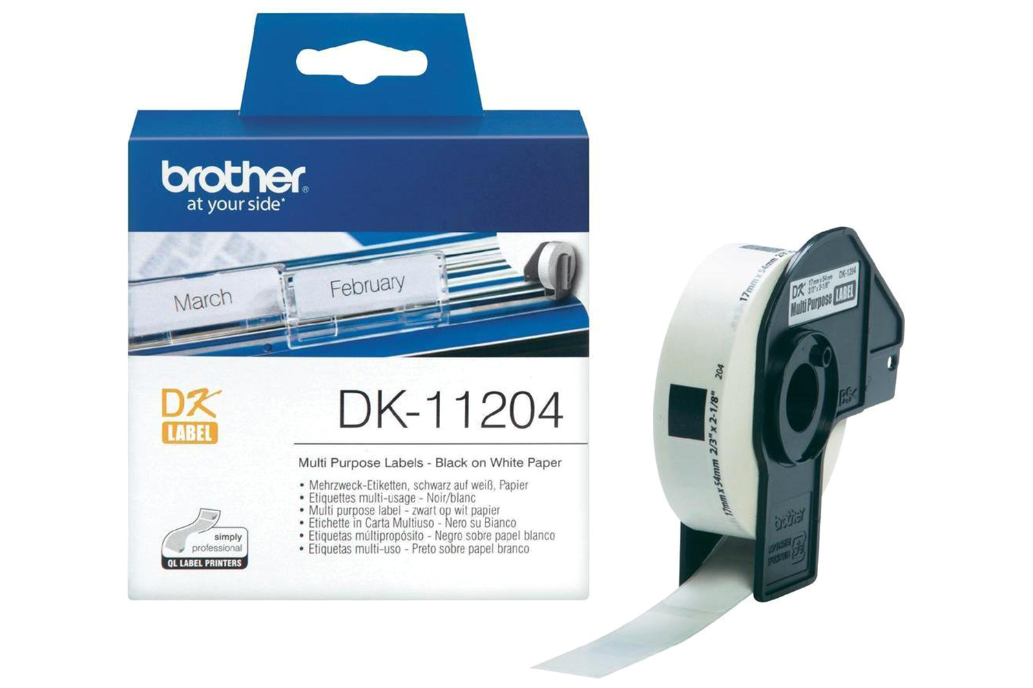 Brother DK-11204 Label Roll | 17 x 54mm | Black/White