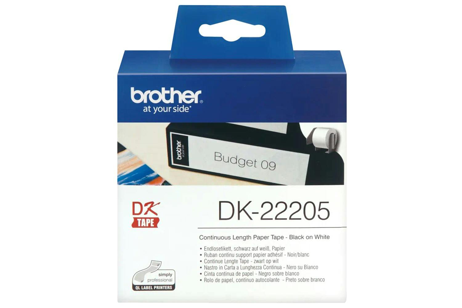 Brother DK-22205 Paper Label Roll | 62mm | Black/White