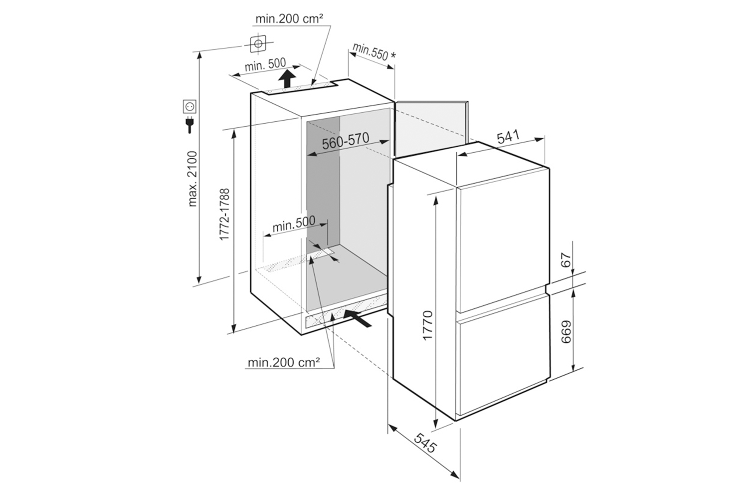 Liebherr Pure Integrated Fridge Freezer ICSE5103 Ireland