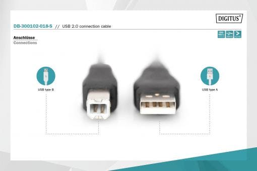 Digitus USB Type-A to USB Type-B Connection Cable | 1.8m