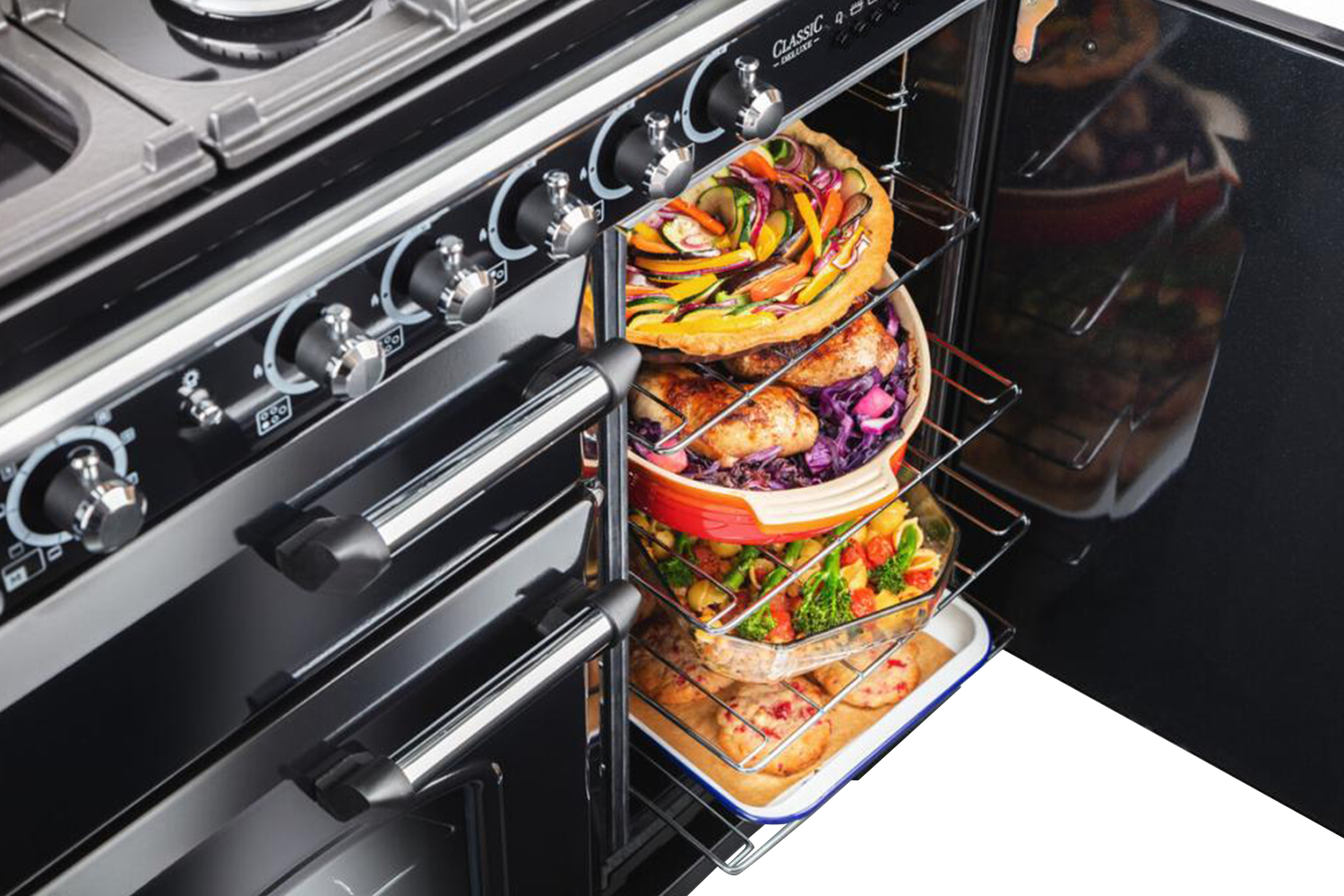 Rangemaster Classic Deluxe 110cm Dual Fuel Range Cooker | CDL110DFFBL/B ...