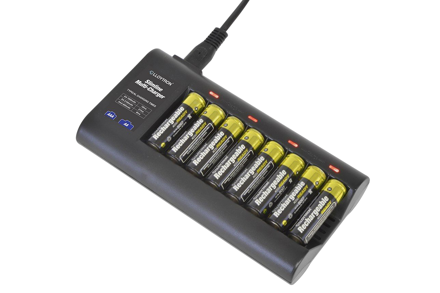 Lloytron Slimline 8x AA AAA Multi Charger for NiMH Batteries