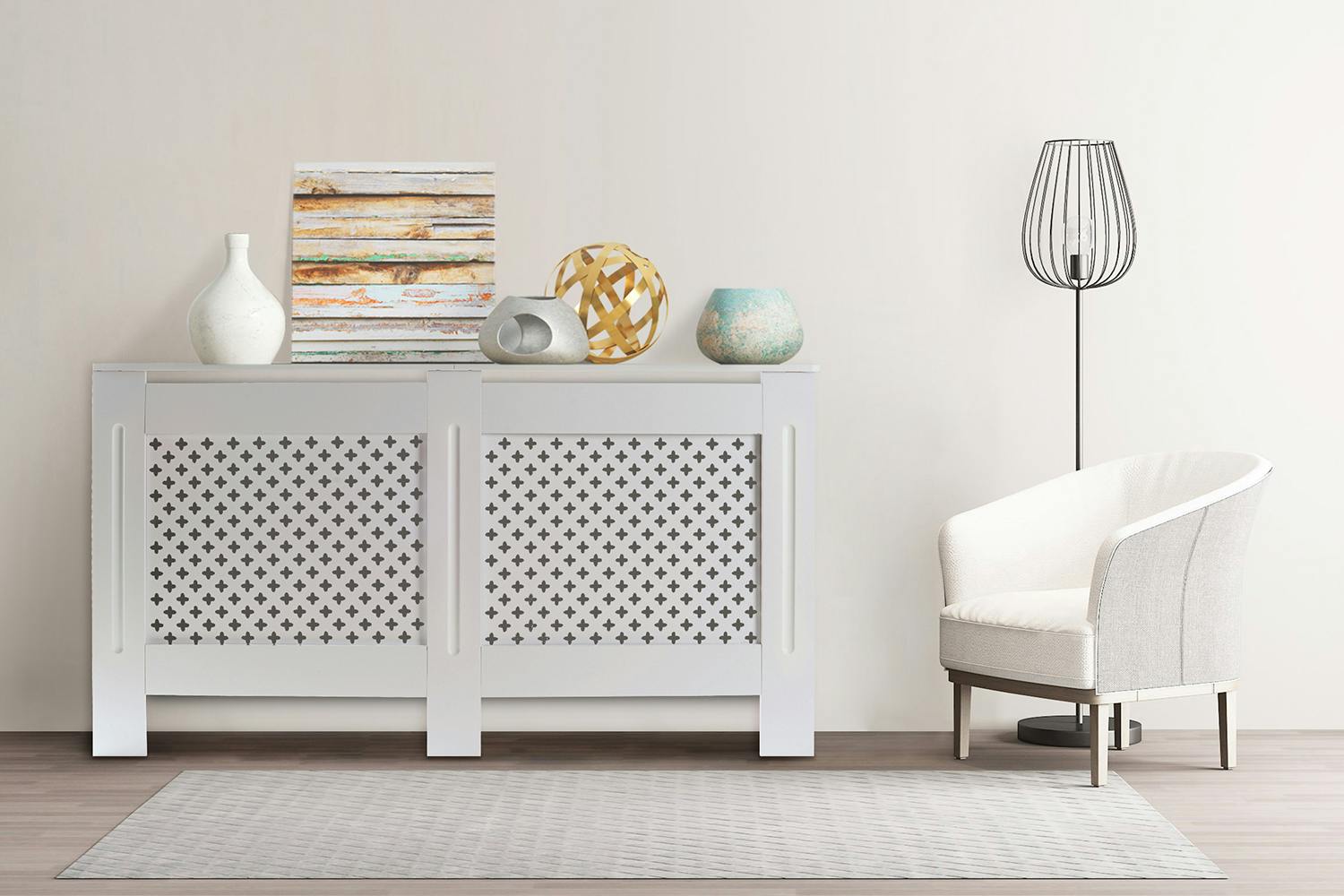Radiator Cover MDF Diagonal Extra Large 172cm Wide | White
