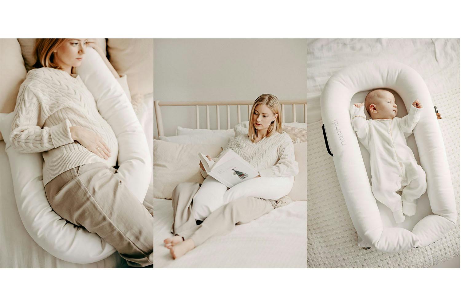 Noordi 111195 2-in-1 Baby Nest + Maternity Pillow Deluxe | Pink
