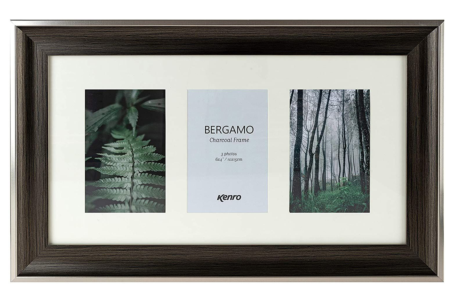 Kenro Bergamo Charcoal Series 6x4"/10x15cm Photo Frame | 3 Photos