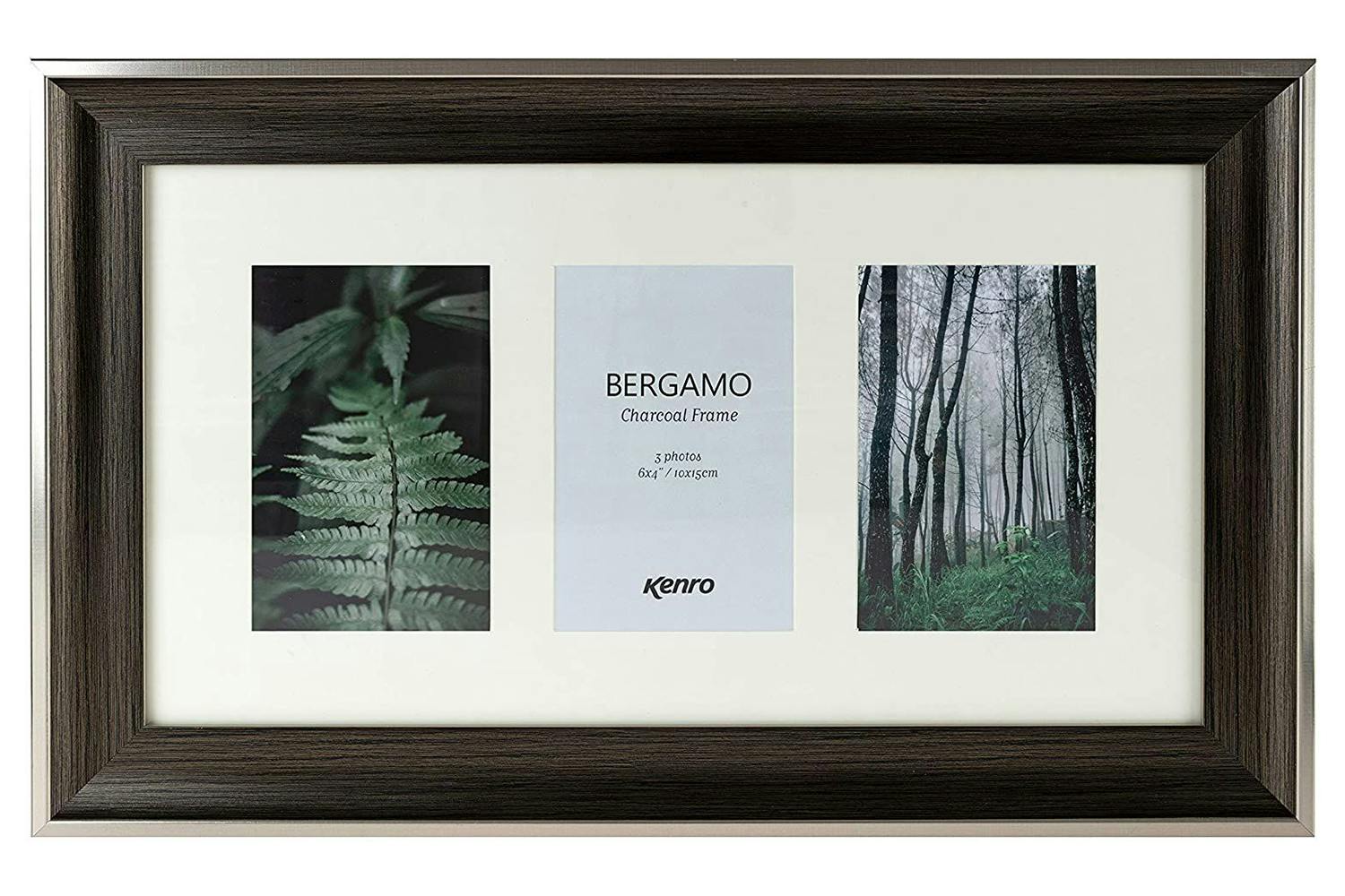 Kenro Bergamo Charcoal Series 6x4"/10x15cm Photo Frame | 3 Photos