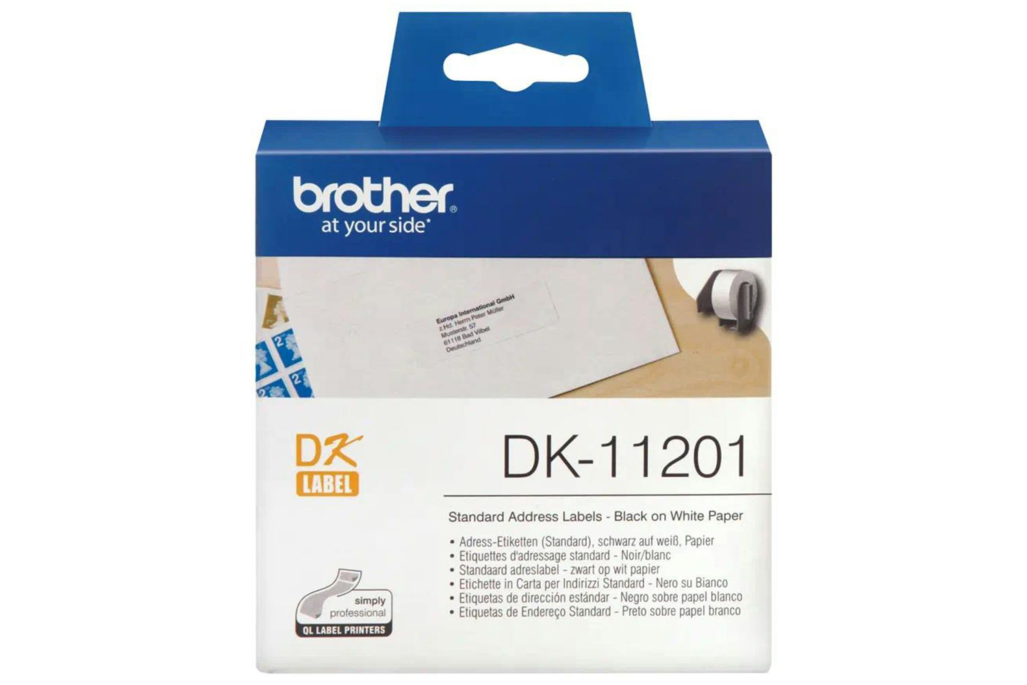 Brother DK-11201 Genuine Black on White Label Tape | 90mm