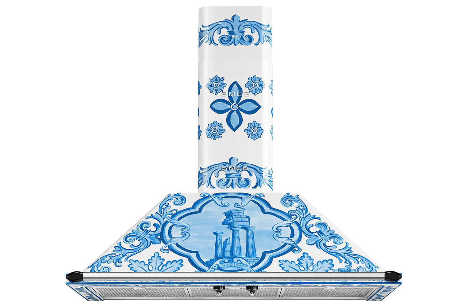 Smeg Divina Cucina Dolce &amp; Gabbana 90cm Chimney Hood | KT90DGM | Maiolica