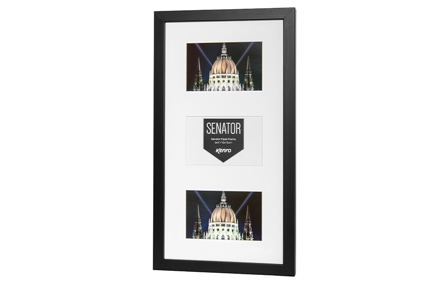 Kenro Senator Triple Black Photo Frame with Mat | 6x4"