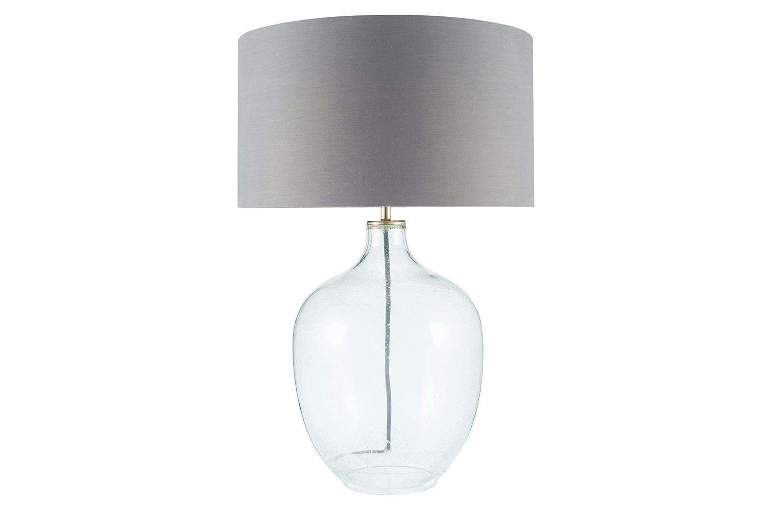 Clear Bubble Glass Table Lamp | Grey Shade