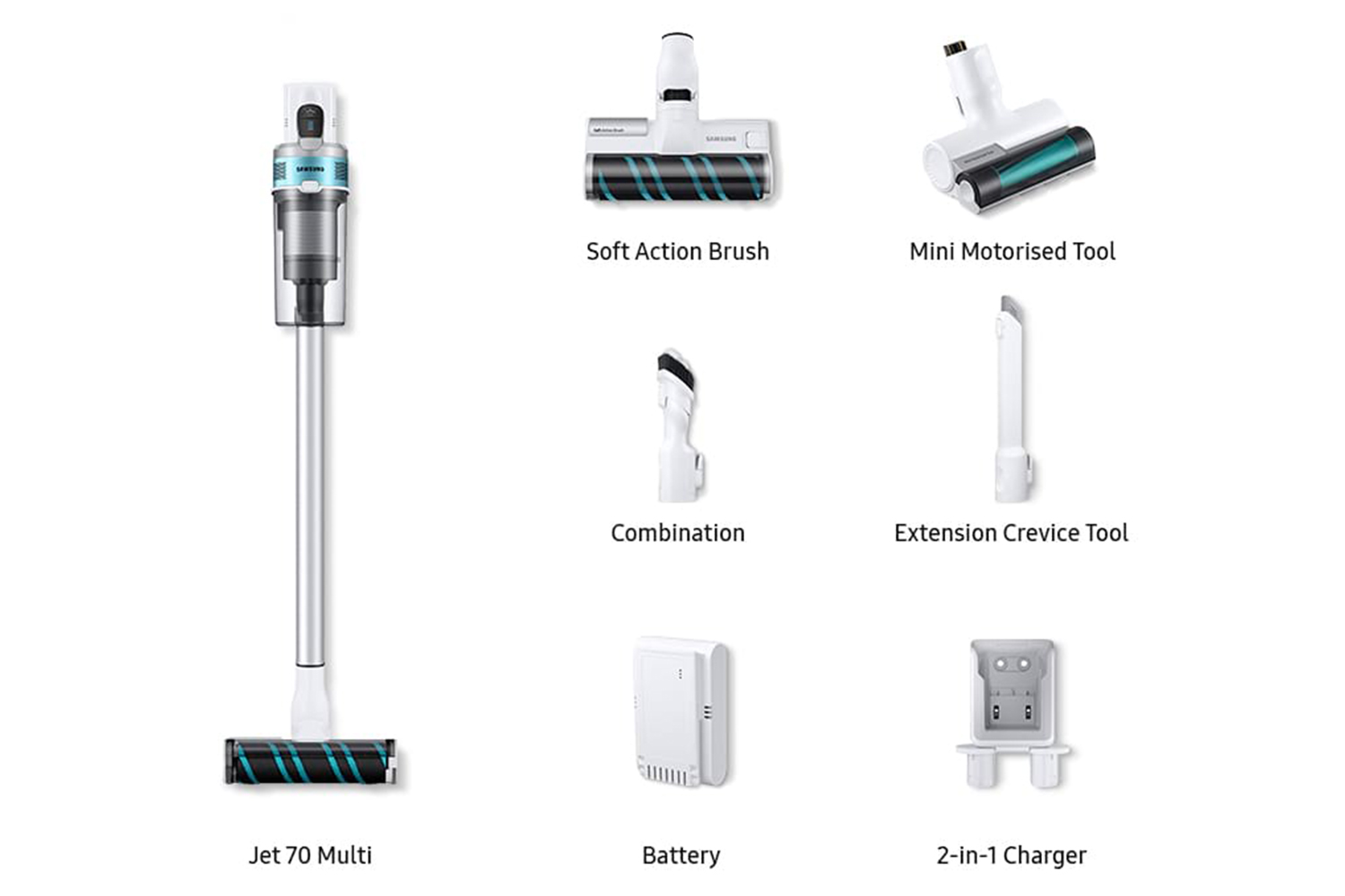 Samsung Jet 70 Turbo Cordless Stick Vacuum Cleaner Max 150W Suction