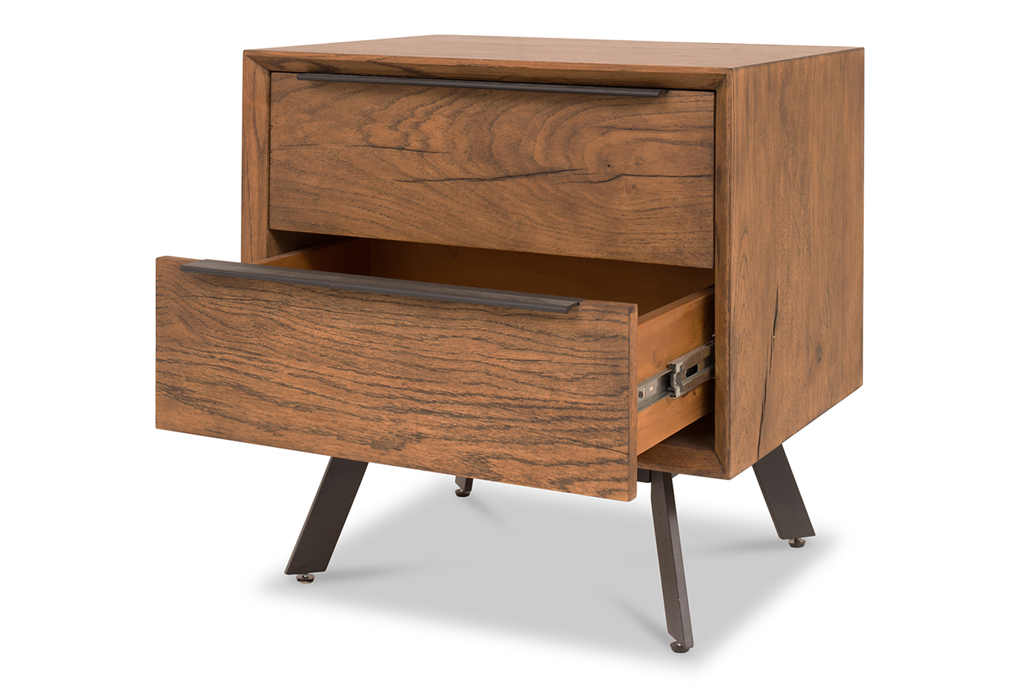 Hamilton Bedside Table | 2 Drawer | Aged Oak Veneer