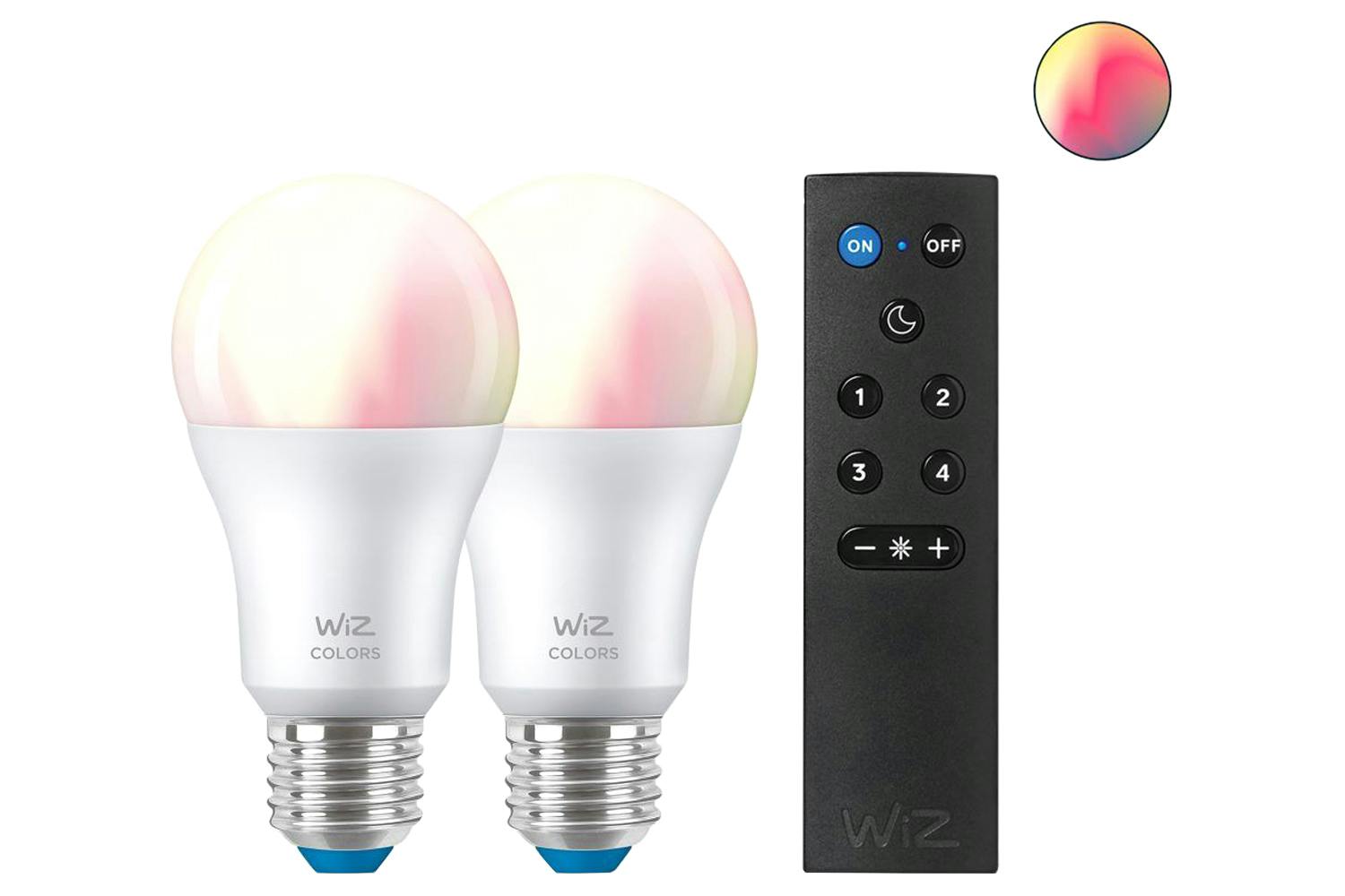 Wiz A60 E27 Standard Full-Colour Smart Bulbs with WiZmote | 2 Piece of Pack
