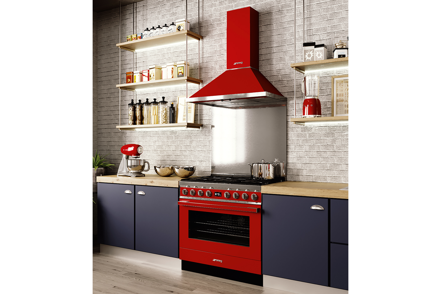 Smeg Portofino 90cm Dual Fuel Range Cooker | CPF9GPR | Red