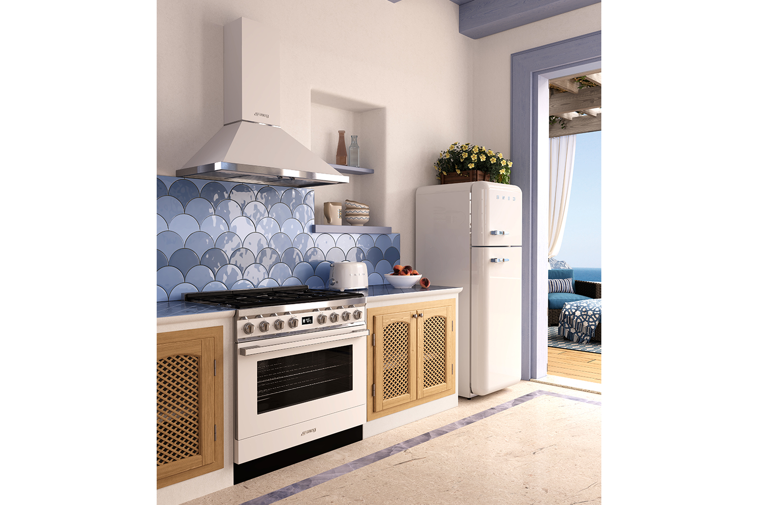 Smeg Portofino 90cm Dual Fuel Range Cooker | CPF9GPWH | White
