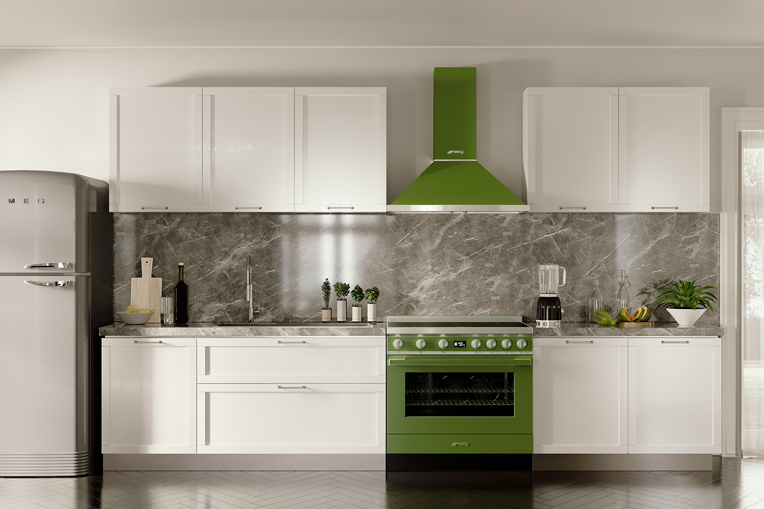 Smeg 90cm Portofino Aesthetic Electric Induction Cooker | CPF9IPOG | Olive Green