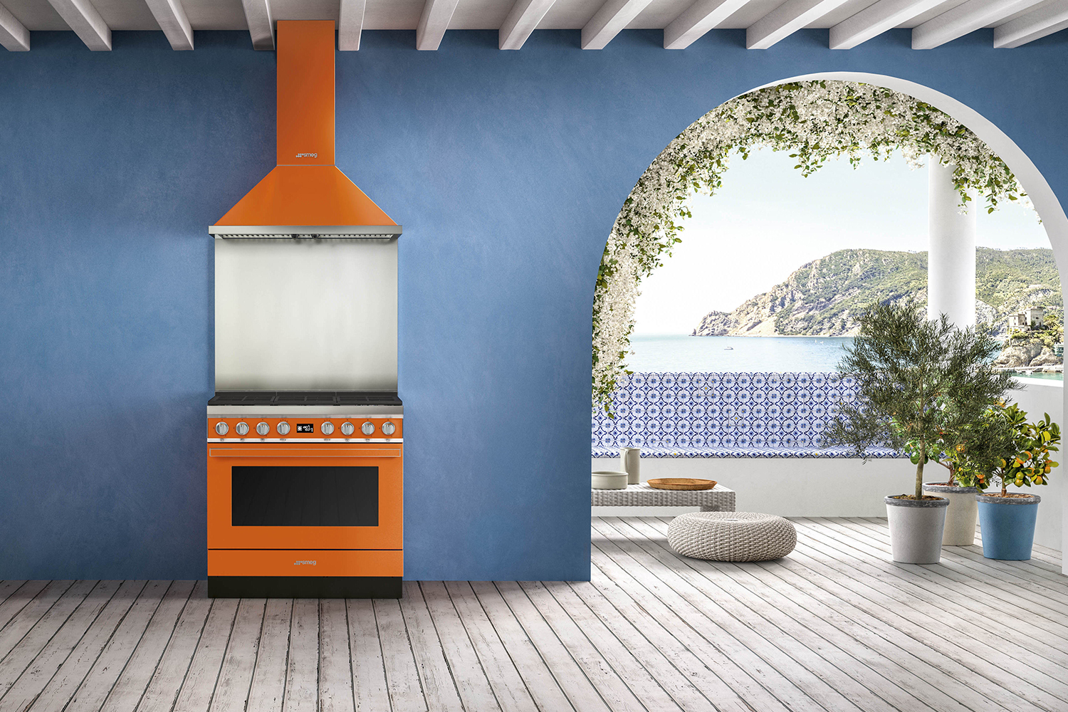 Smeg 90cm Portofino Aesthetic Electric Induction Cooker | CPF9IPOR | Orange