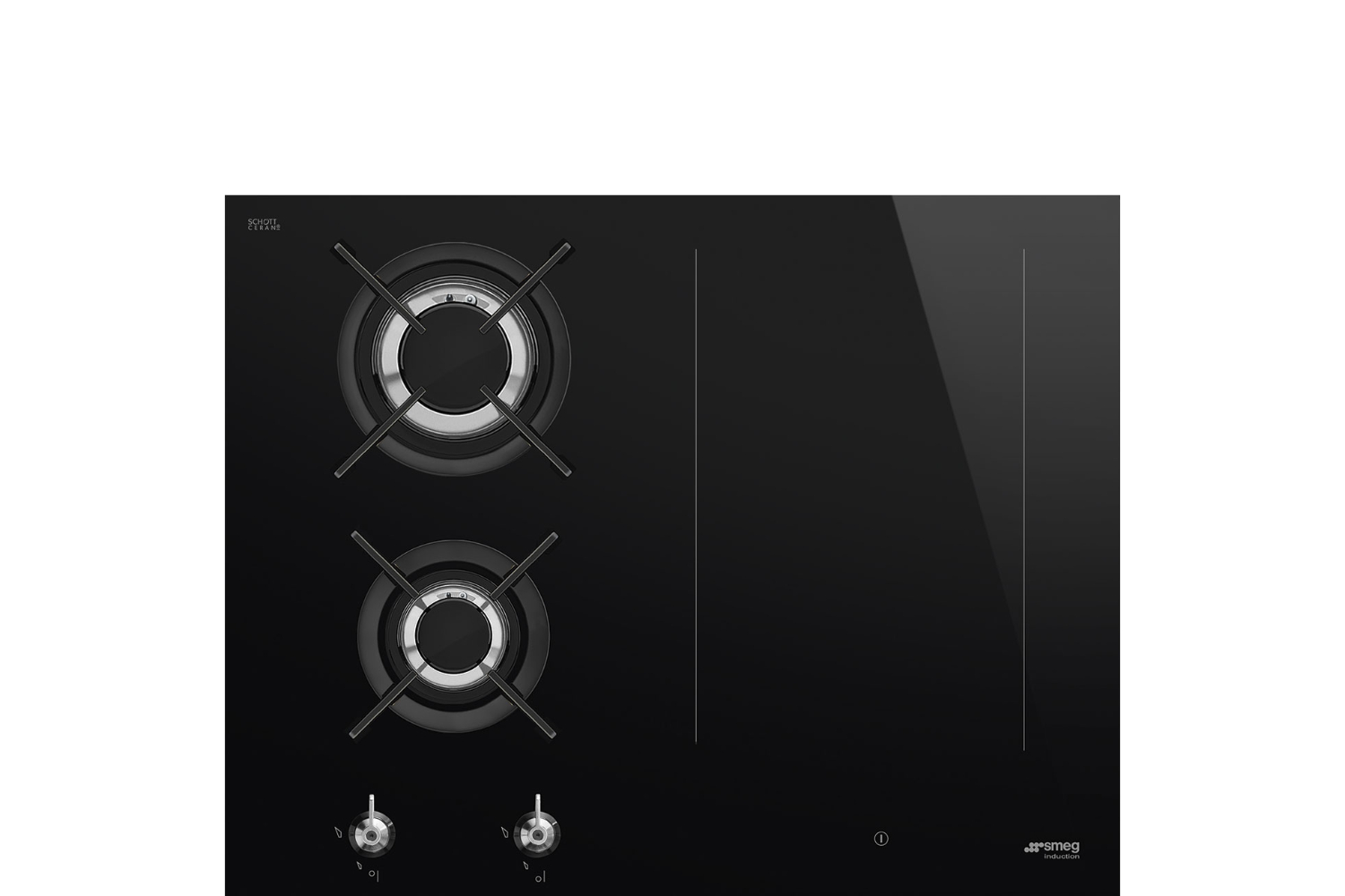Smeg 65cm Classic Built-in Induction &amp; Gas Hob | PM3643D | Black