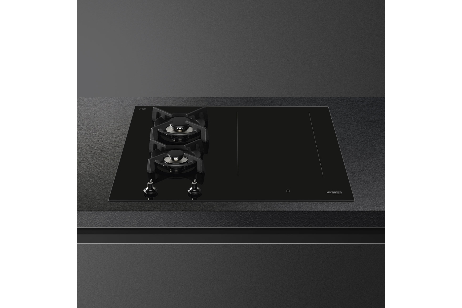Smeg 65cm Classic Built-in Induction &amp; Gas Hob | PM3643D | Black