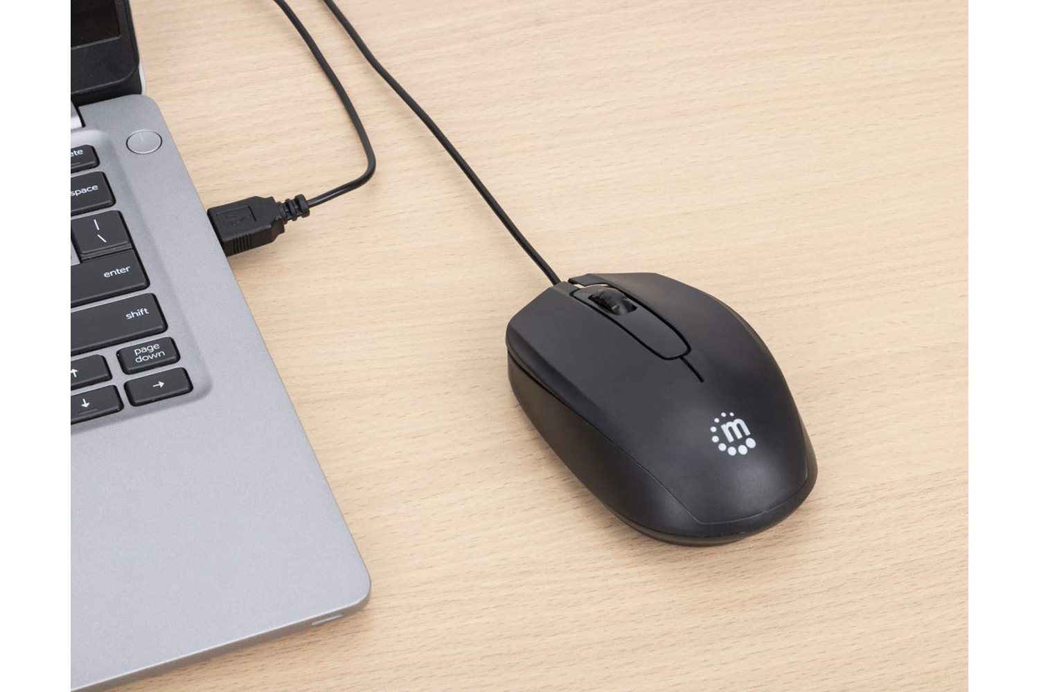 Manhattan Comfort II Wired Optical USB Mouse | Black