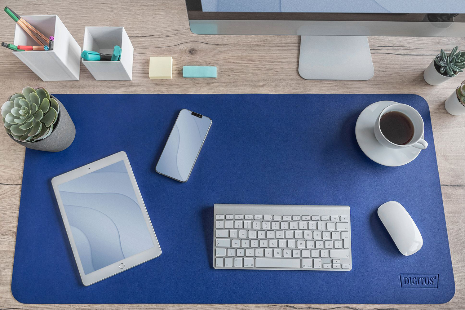 Digitus 90 x 43cm Desk Pad / Mouse Pad | Blue / Brown