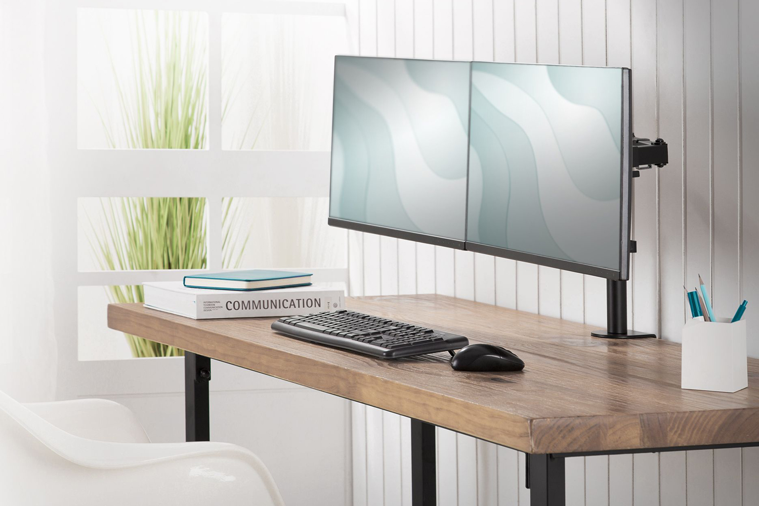 Digitus Universal Dual Monitor Clamp Mount | Matte Black