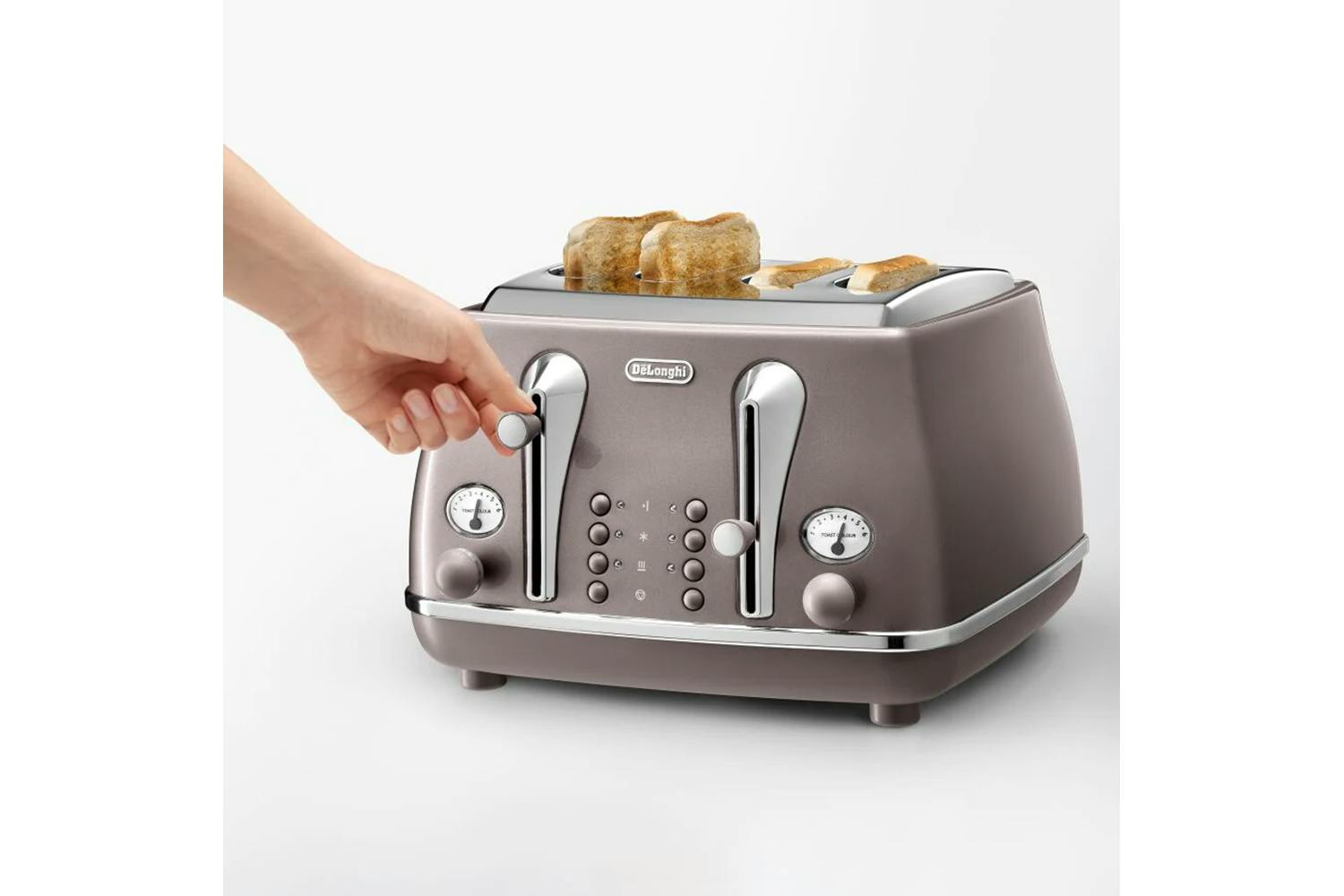 DELONGHI Icona Vintage toaster grille-pain 2 tranches 4 fonctions 900w  beige/inox