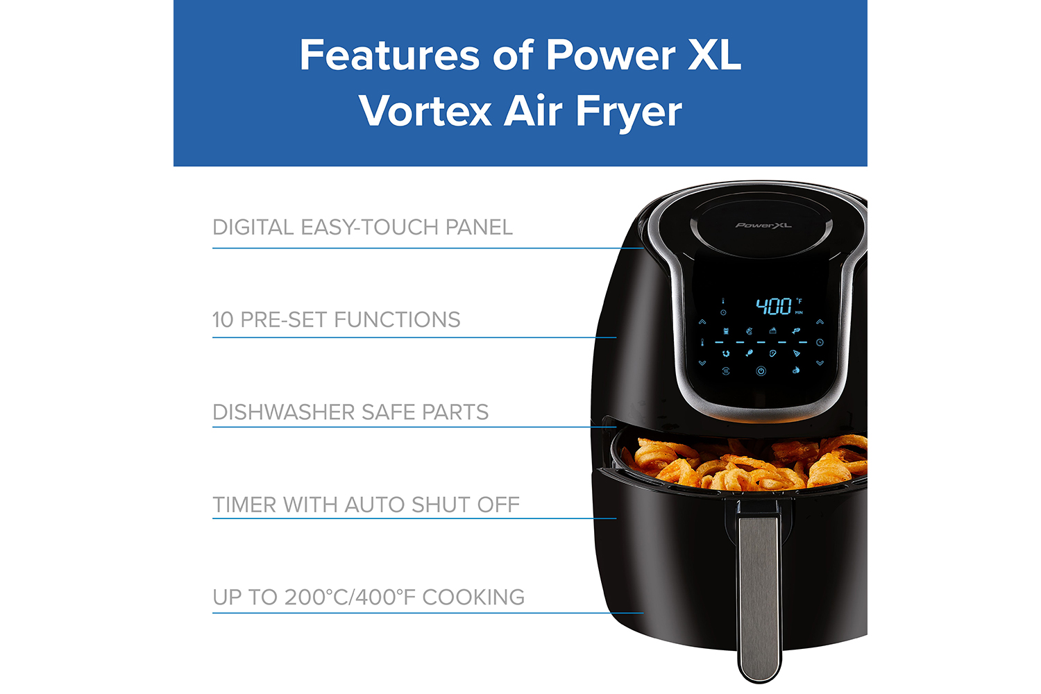 Power XL Vortex 5in1 Digital Air Fryer 01628 Ireland