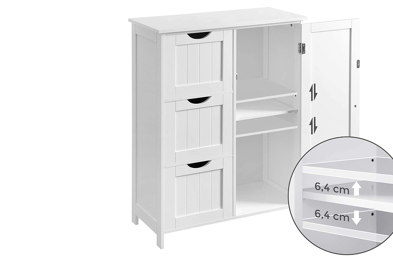 Vasagle UBBC49WT Bathroom Storage with 3 Drawers White Ireland
