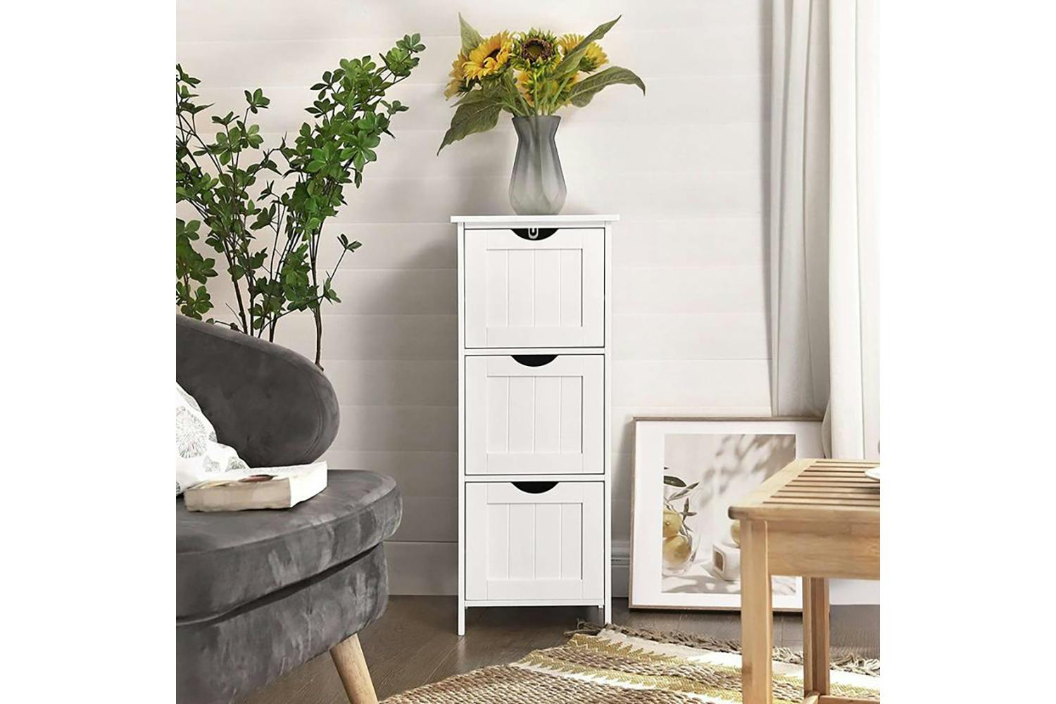 Vasagle  Floor Cabinet with 3 Drawers | Matte White