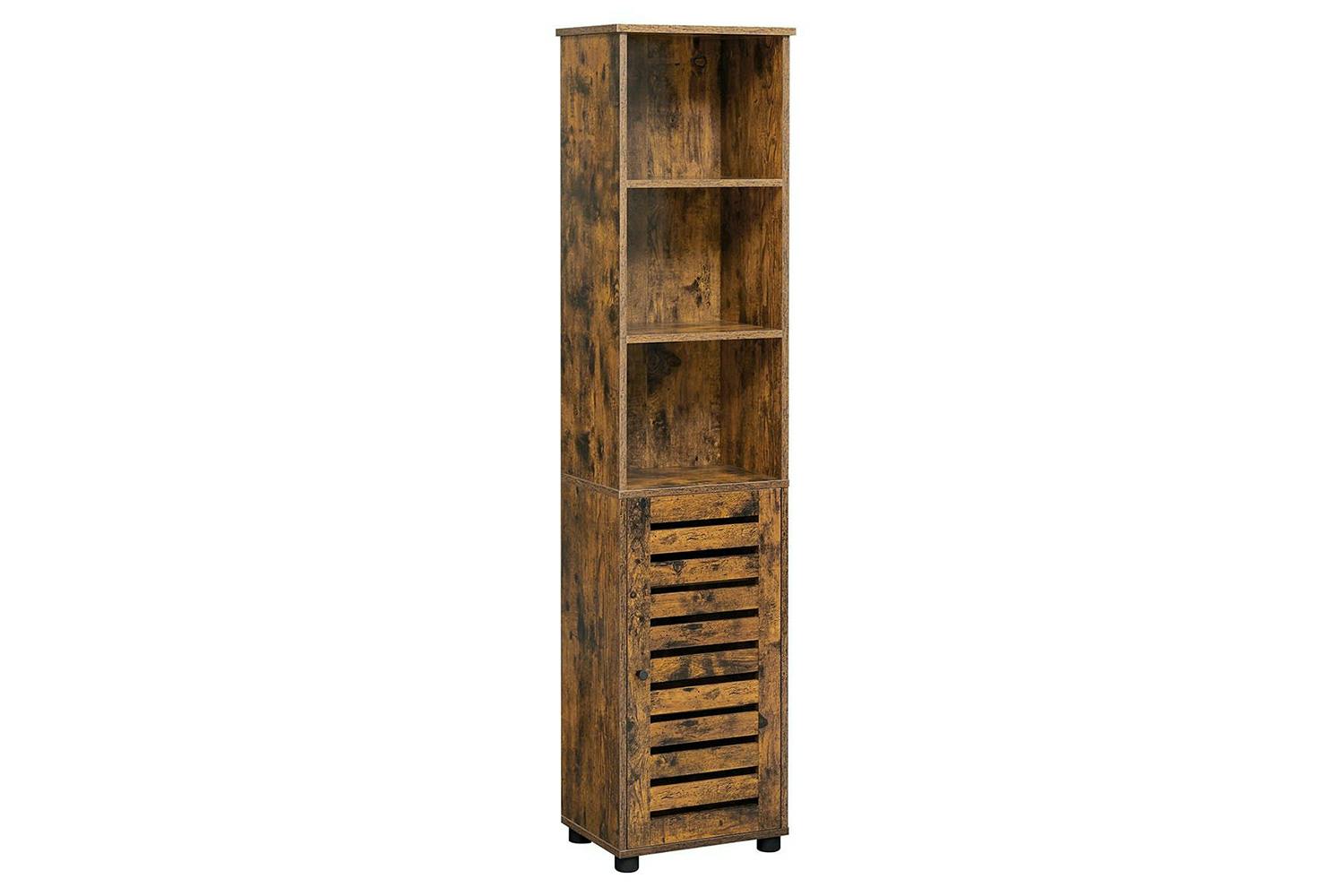 Vasagle Slim Storage Cabinet with Shelves | Rustic Brown