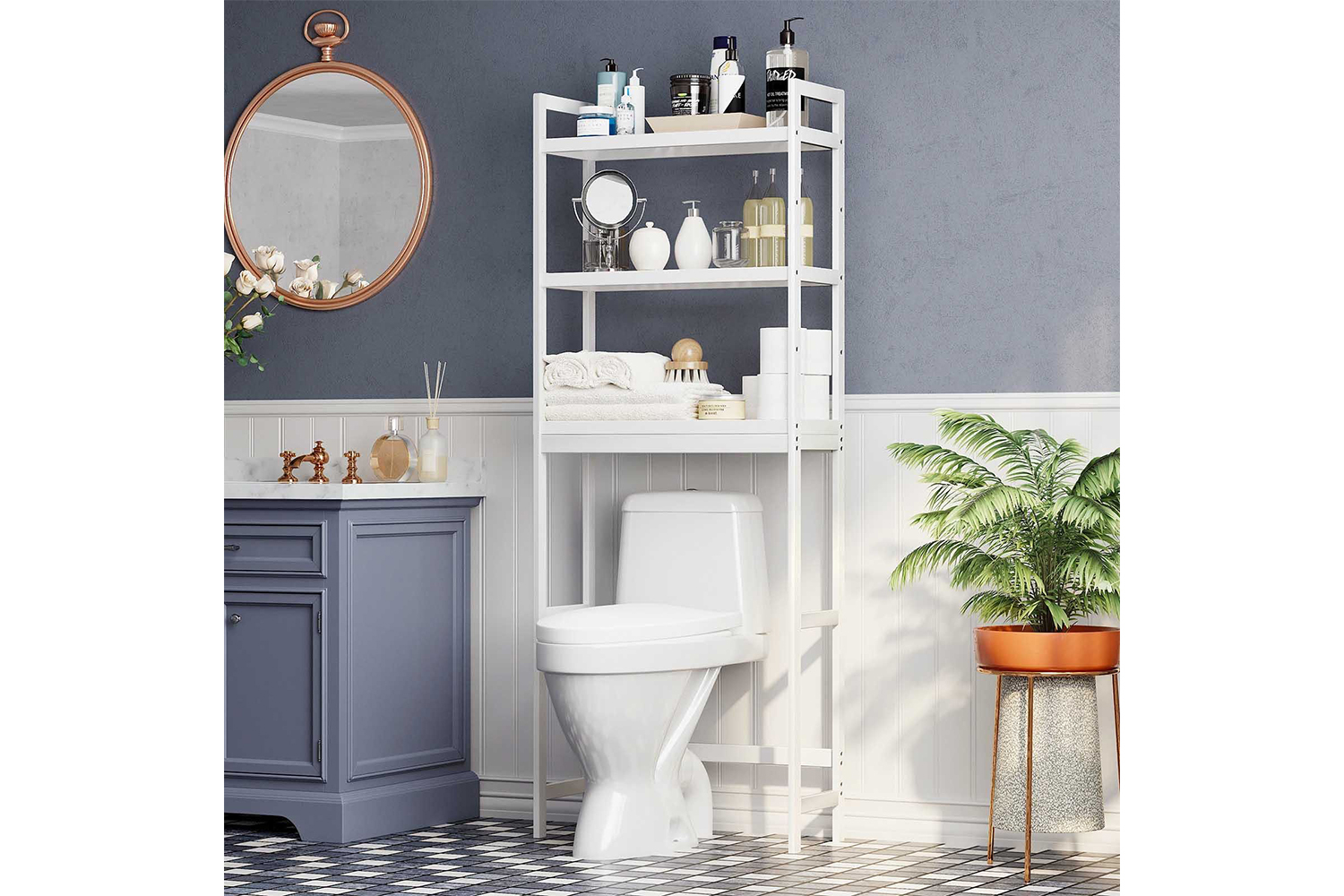 Songmics UBTS01WT Adjustable Shelves Bathroom Organizer White Ireland