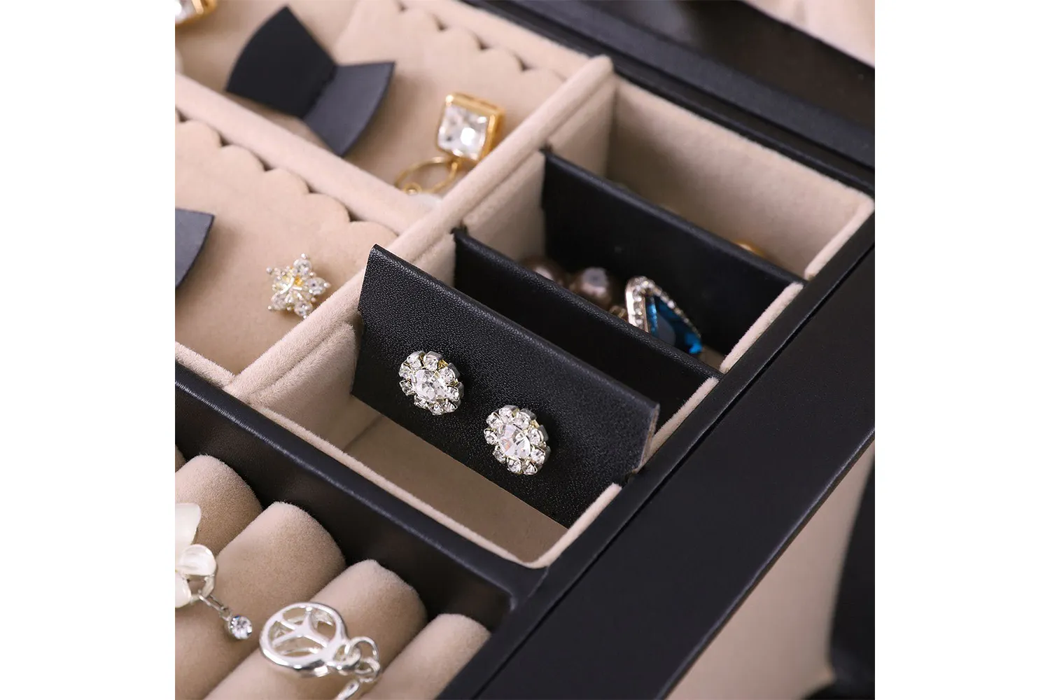 Hanging Jewelry Organizer With 50 Pins - Corkboard & Wood Earring Necklace Display, Wall Mount Or Desktop Stand, 7.9x11.8 Inches