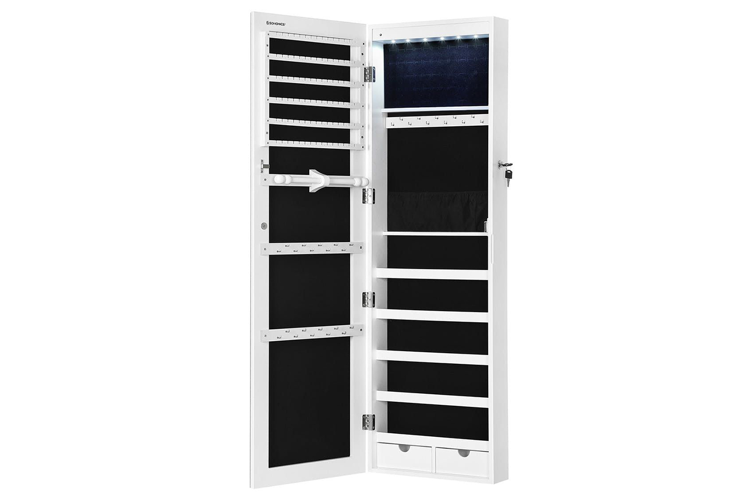 Songmics Wall Mounted Jewelry Armoire Cabinet | White