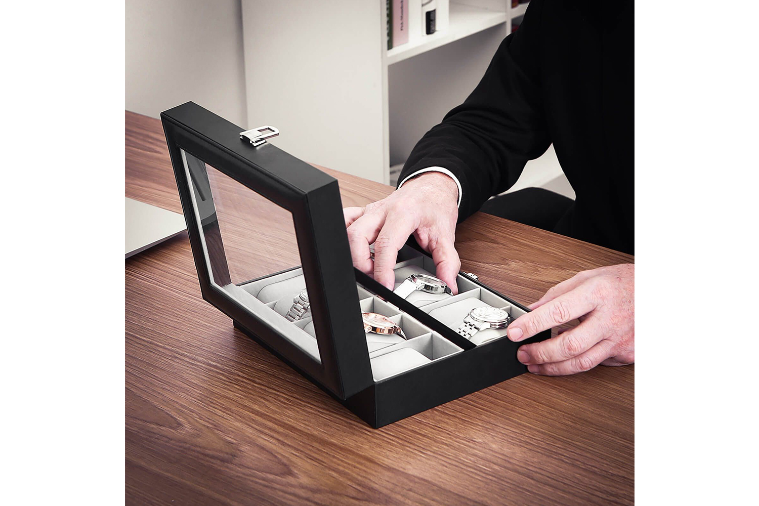 Songmics 10 Slots Watch Box | Black