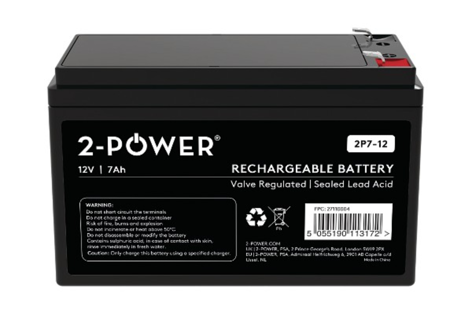 2-Power 2P7-12 7Ah VRLA Battery