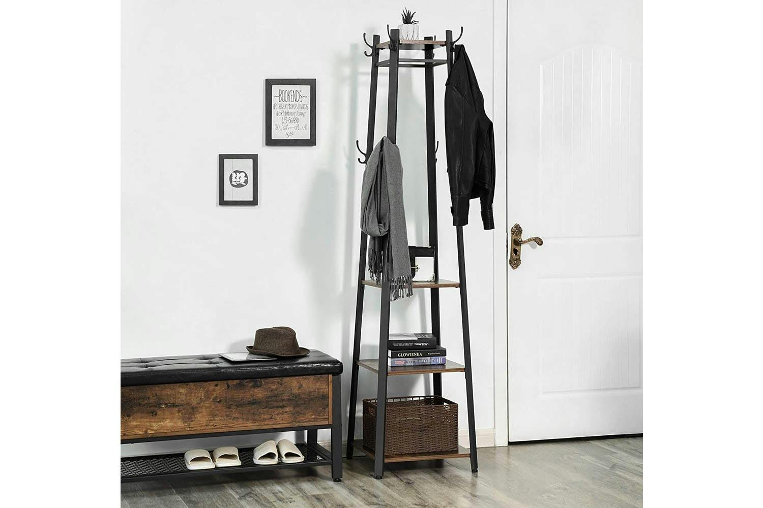 Vasagle Industrial 3 Shelves Coat Stand with Hooks | Vintage & Black