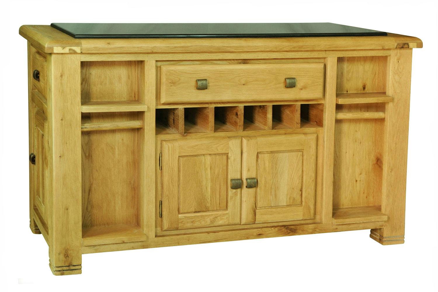 Brown Oak Veneer Kitchen Island