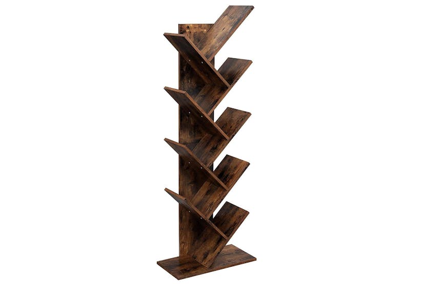 Vasagle Tree-shaped Standing Wooden Bookshelf | Rustic Brown
