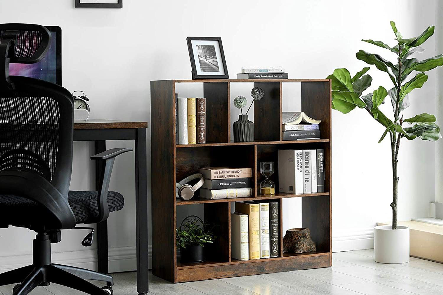 Vasagle 8 Compartment Bookshelf | Rustic Brown