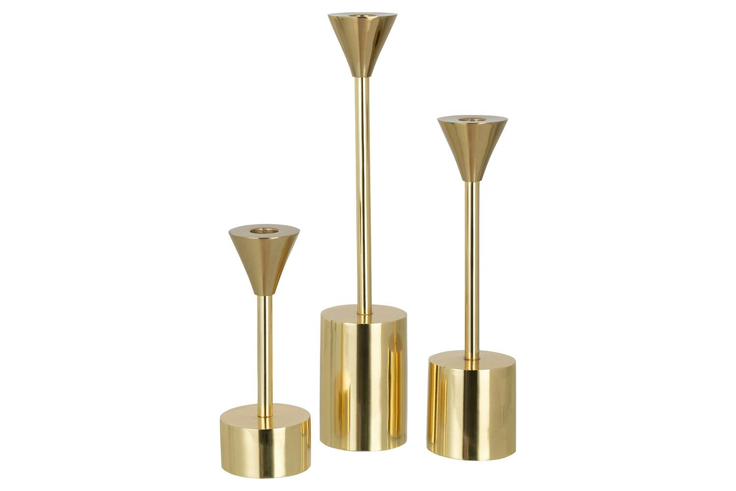 Modern Gold Candlesticks | Set of 3