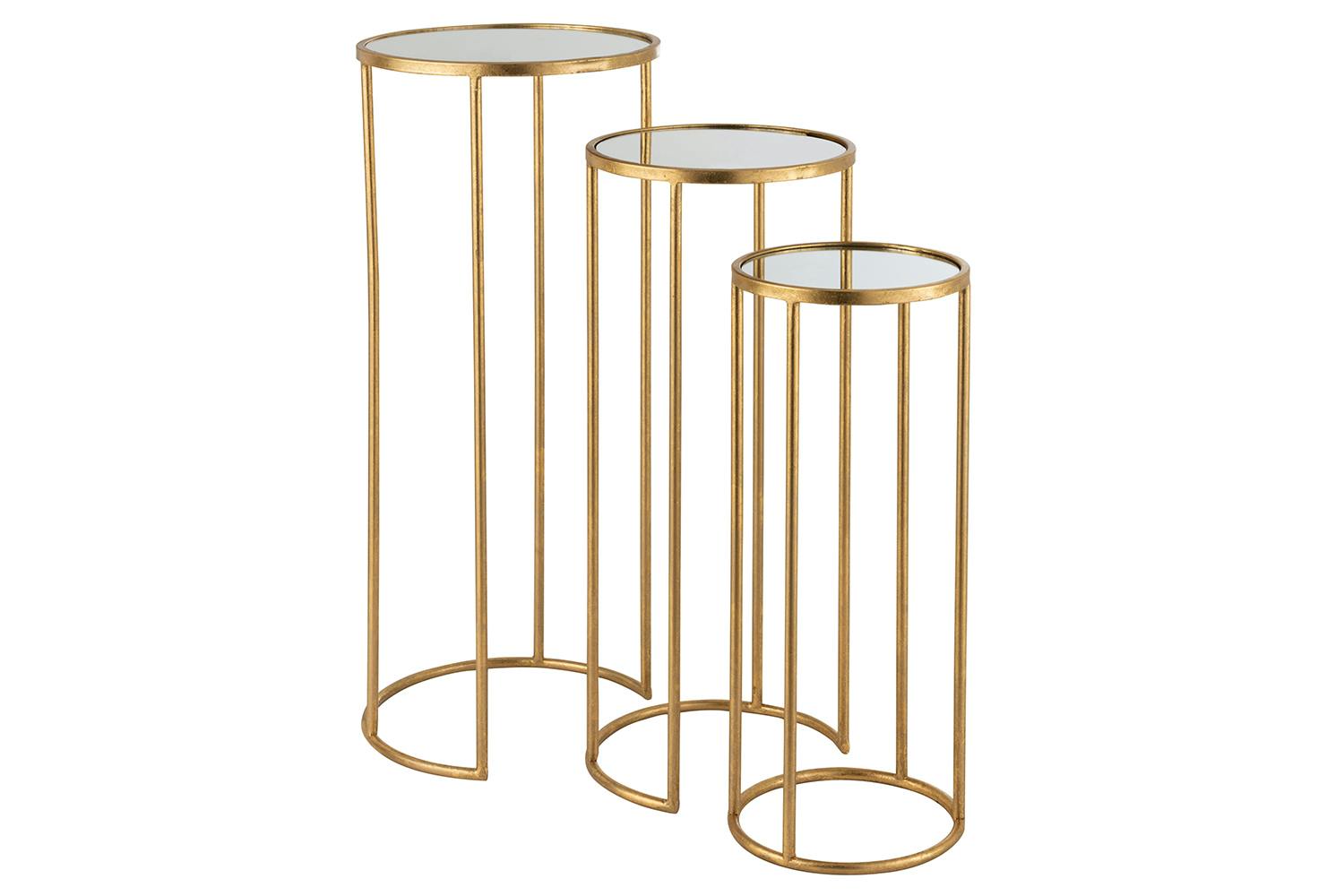 Mirrored Side Tables | Gold | Set of 3