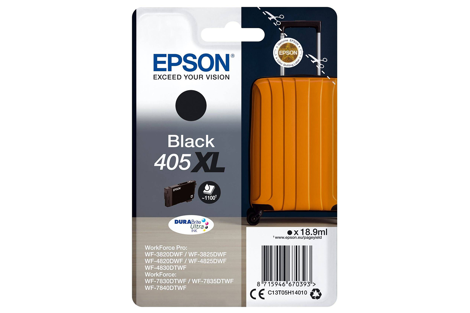 Epson 405XL Suitcase Durabrite Ultra Single Ink | Black