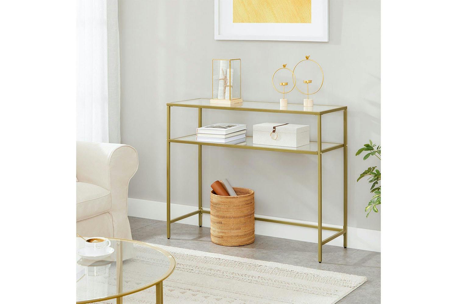 Vasagle Glass Console Sofa Table | Gold
