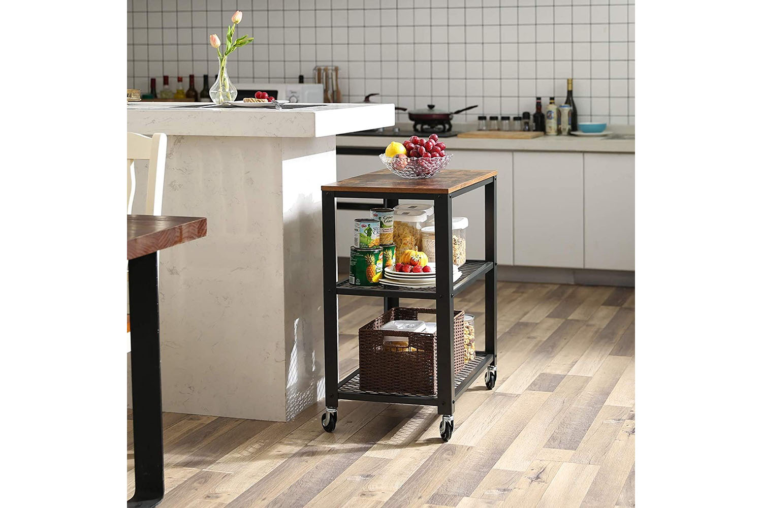 Vasagle Industrial Serving Cart with Shelve | Rustic  Brown